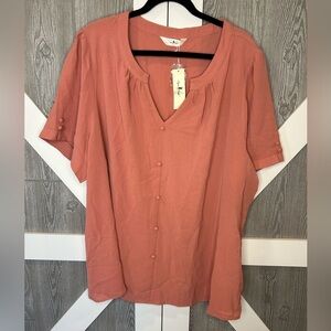 Bag056. Agnes Orinda Women's Plus Size Dressy
Ruched V Neck Short Sleeve Blouse